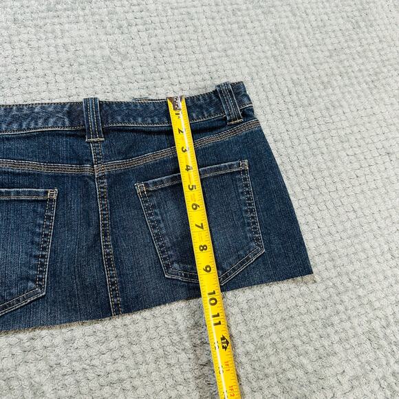 vintage ultra micro mini low rise dark wash jean denim mini skirt loft 8 - Picture 4 of 6